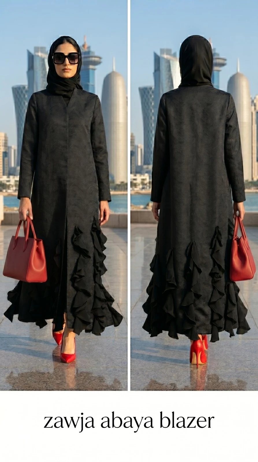 jacquard frill abaya